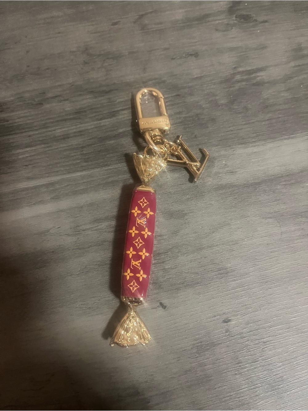 Pink and Gold Monogram Candy Charm Keyring - Picture 2 of 3